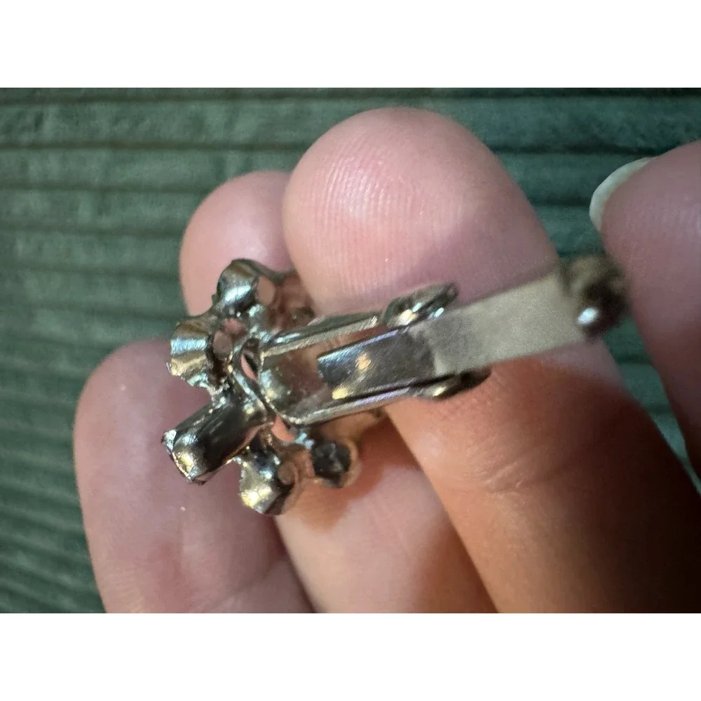 Vintage‎ Rhinestone Cuff Links Silver Tone Cocktail Party Jewelry